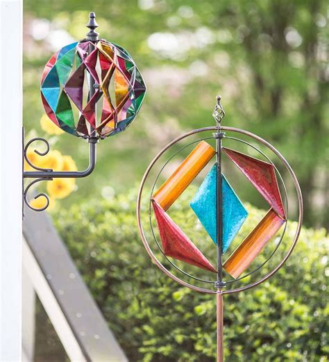 Colorful Harlequin Wall Mount Spinner Wind And Weather Garden