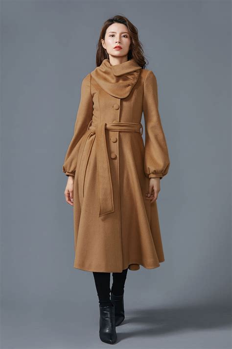Camel Coat Long Wool Coat Winter Coat Women Asymmetrical Etsy