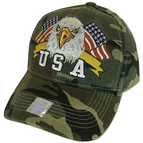 Joycap Usa Mens Patriotic Eagle Head Adjustable Baseball Cap