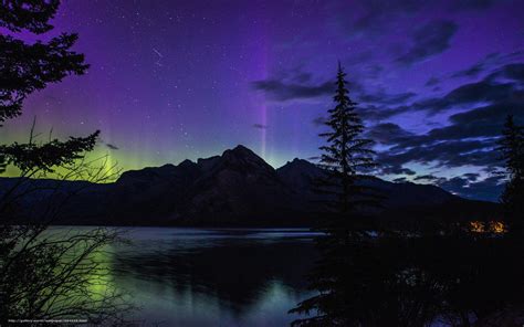 Download Wallpaper Northern Lights Night Lake Mountains Free Desktop