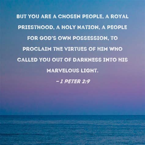 1 Peter 2:9 But you are a chosen people, a royal priesthood, a holy