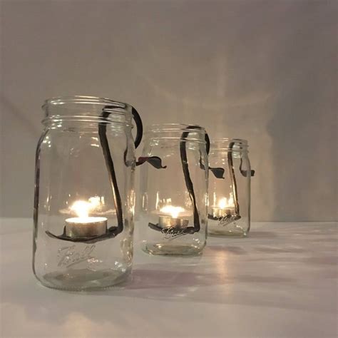 Mason Jar Candles Set Of 3 Hand Forged Candle Holder Centerpiece