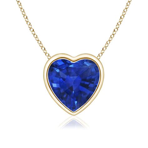 Bezel Set Solitaire Heart Shaped Blue Sapphire Pendant Angara
