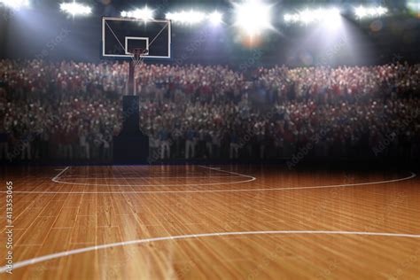 Empty Basketball Court Sport Arena 3d Render Background Stock Photo