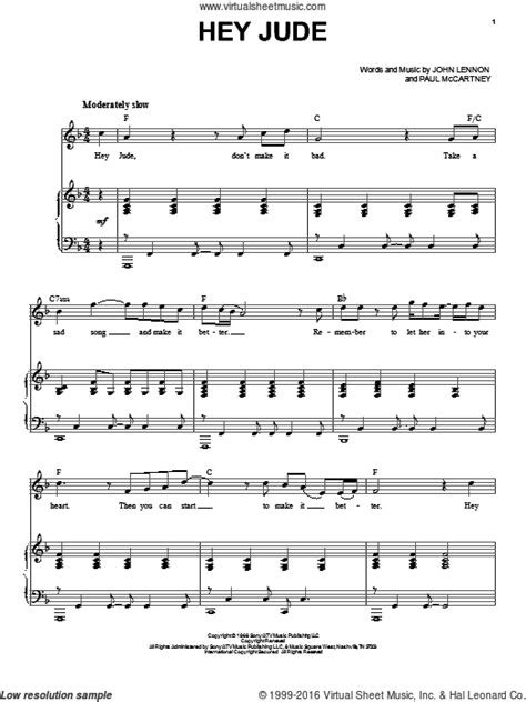 Choose from our three different adaptations for piano solo, with or without reading aid. Beatles - Hey Jude sheet music for voice and piano