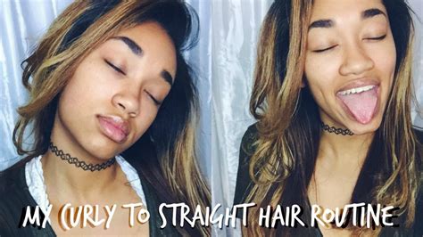 How I Straighten My Hair Curly To Straight Hair Tutorial Youtube