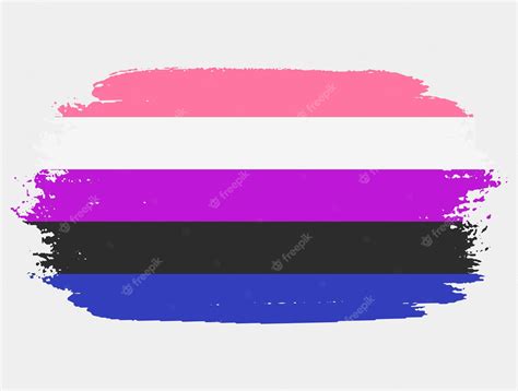 Bandera De Fluidez De Género Pintada Con Pincel Sobre Fondo Blanco Concepto De Derechos Lgbt