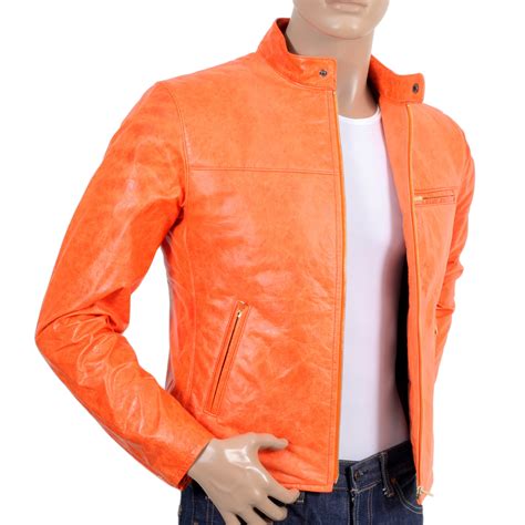 Orange Leather Jacket Jackets