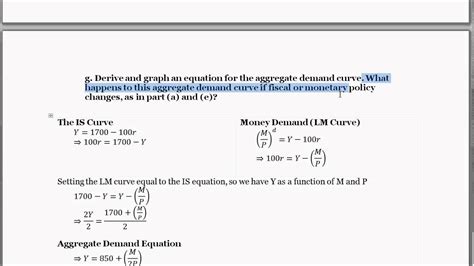 Is Lm Equations Deriving Aggregate Demand Equation Youtube