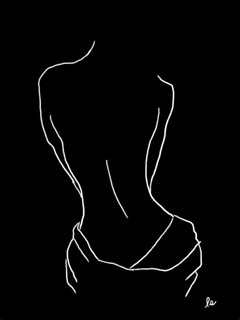 Wall Hangings Womans Body Curves Digital Drawing Minimal Black White