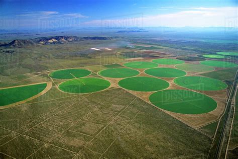 Agriculture Aerial View Of Center Pivot Irrigated Circular
