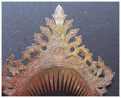 Ceremonial Tiara Comb Sumatra Indonesia Gilded Repousee Brass Ruby Lane