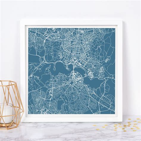 Canberra Australia City Map Line Art City Map Road Map Of Etsy Line