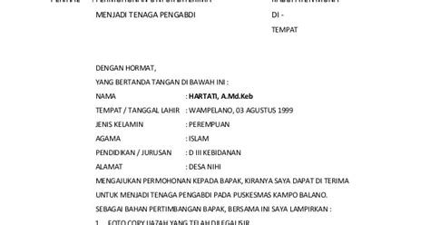 Contoh Surat Lamaran Kerja Di Dinas Kesehatan