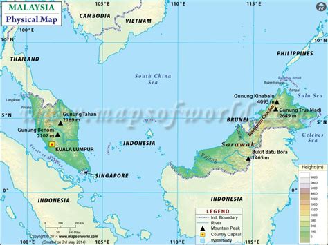 Physical Map Of Malaysia Malaysia World Map Map Malaysia