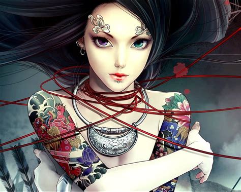 Anime Girl Semi Realistic Heterochromia Tattoos Hd Wallpaper Pxfuel