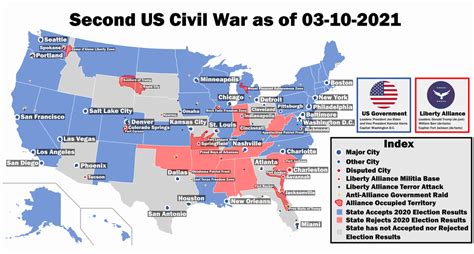 The Second Us Civil War As Of March 10th 2021 Imaginarymaps