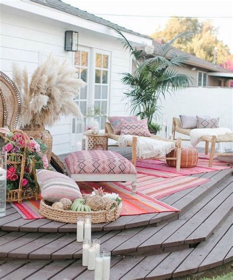 33 Gorgeous Bohemian Outdoor Patio Designs For Cozy Outdoor Space Idea Summer Porch Decor