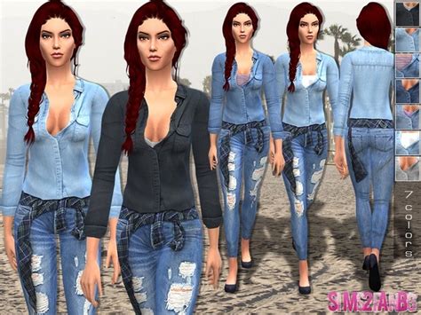 Female Denim Outfit 13 By Sims2fanbg At Tsr Sims 4 Updates