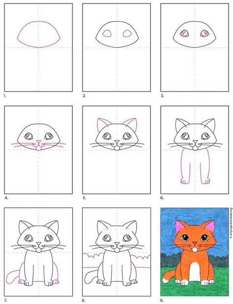 steps how to draw a kitten