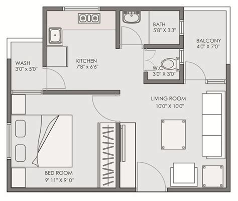 2 Bhk Simple House Plan Design Dwg File Cadbull