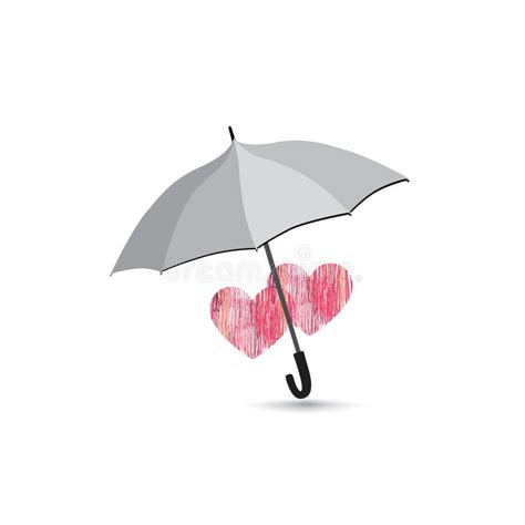 Love Heart Sign Over Umbrella Protection Two Hearts In Love Icon Stock