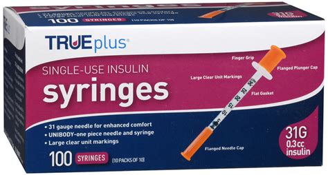 Trueplus Syringe 516 Inch 31 G X 310 Cc Insulin Syringe Needle