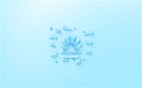 Download Wallpapers Huawei Logo Water Logo Emblem Blue Background