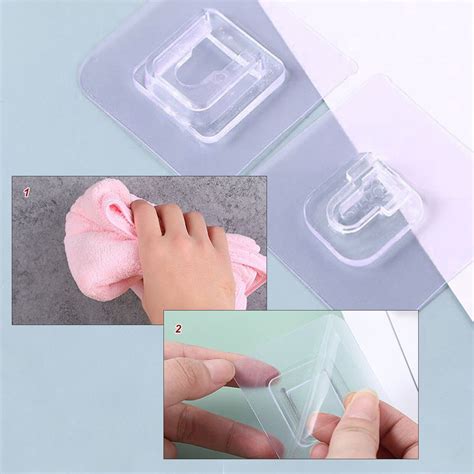 36 Pairs Adhesive Wall Hooks Double Sided Transparent Invisible Sticky