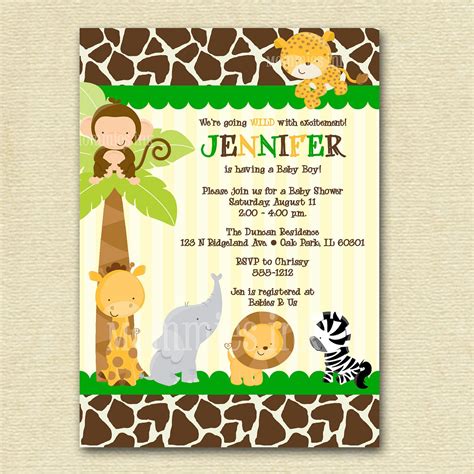 Jungle baby shower theme invitations: Modern Jungle Safari Giraffe Print Baby Shower Invitation ...