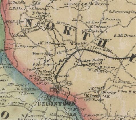 1865 Map Of Fayette County Pa Uniontown Monongahela River Coal Etsy