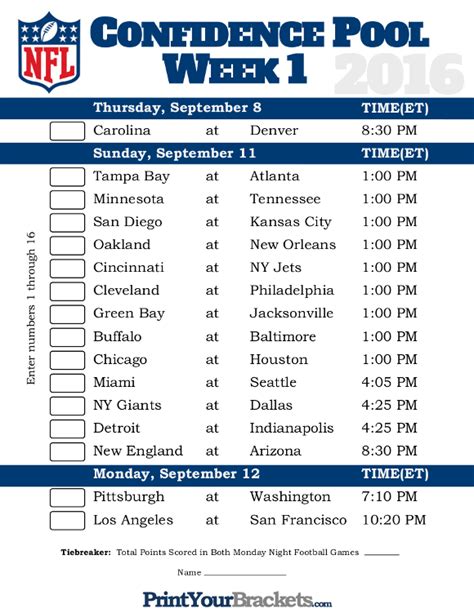 Nfl Printable Pool Sheets