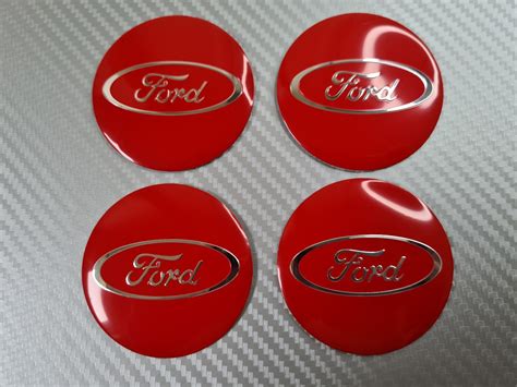 Ford Alloy Wheel Centre Cap Stickers Red