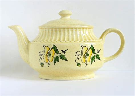 Peony flowers with leaves and branches. Vintage Yellow Floral Teapot by Gibson of England ...