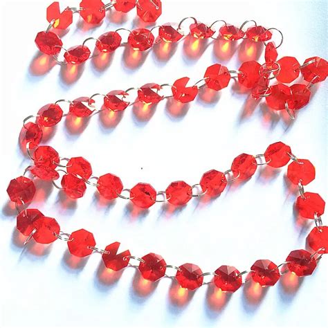 Top Quality 10mlot 14mm Red Octagon Beads 2 Holes Crystal Glass