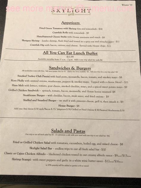 Online Menu Of Skylight Restaurant Kosciusko Mississippi 39090 Zmenu