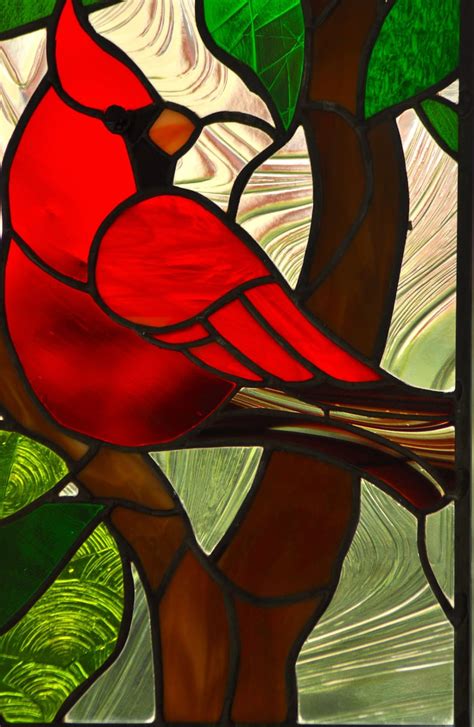 Stained Glass Red Cardinal Etsy