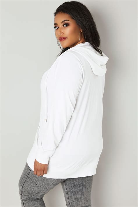 White Zip Through Cotton Hoodie Plus Size 16 To 36