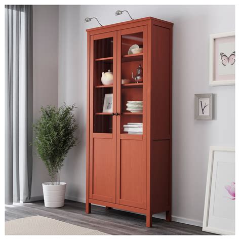 Ikea Hemnes Cabinet With Panelglass Door Solid Wood Has A Natural Feel