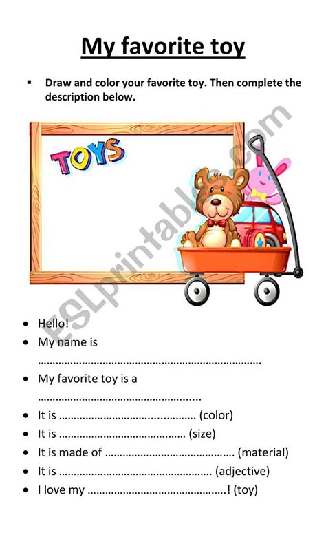 my favorite toy esl worksheet by arielukas