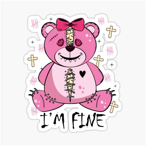 Kawaii Pastel Goth Teddy Bear Emo Sticker For Sale By Zavagedesigns