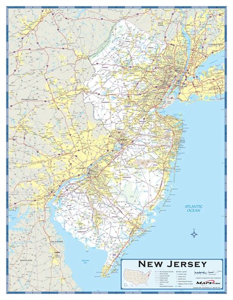 New Jersey County Highway Wall Map By Mapsales