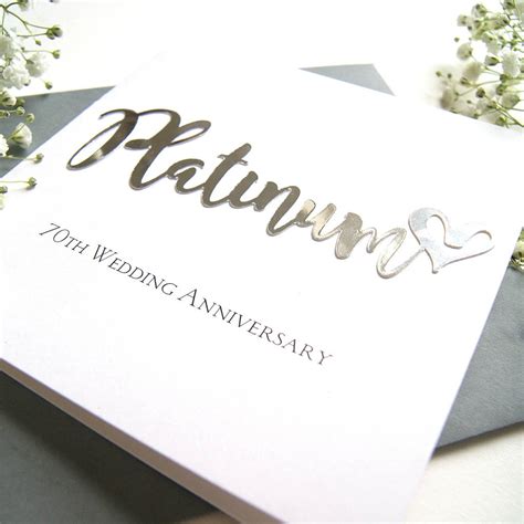 70th Platinum Wedding Anniversary Card By The Hummingbird Card Company