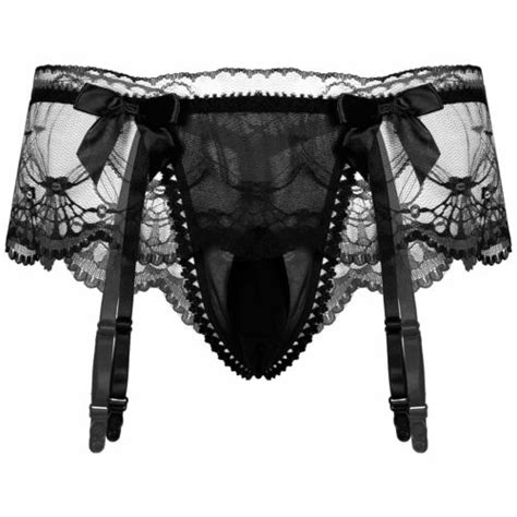 Mens Sissy Lingerie Lace Skirted Panties Crossdresser Underwear With Garters Ebay