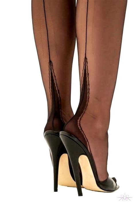 Gio Harmony Point Ff Fully Fashioned Seamed Stockings Black Xs