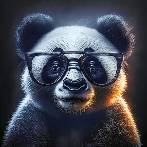 Premium Ai Image Wise Animal With Glasses Portrait Of A Panda Bear In