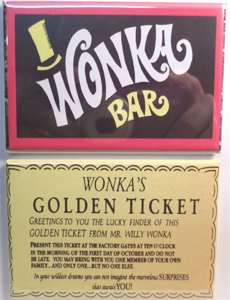 Wonka Bar And Golden Ticket Vintage Candy Wrapper 2x3