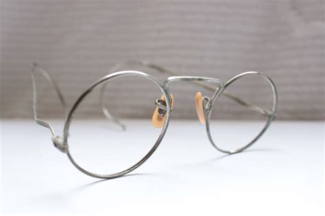 30s round glasses 1920 s eyeglasses silver wire rim art deco unisex 40 20 optical frame by