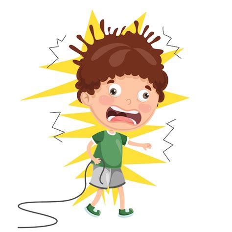 Premium Vector Illustration Of Kid With Electric Shock