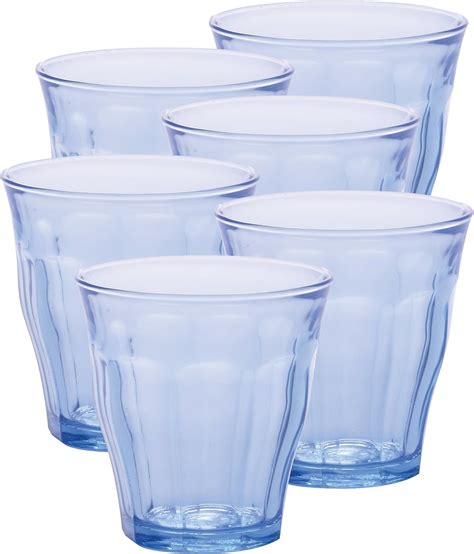 duralex made in france picardie marine glass tumbler set of 6 11 oz blue amazon ca home